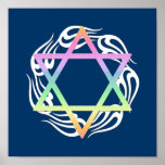 Jewish Star Colours Poster