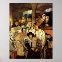 Jews Praying in the Synagogue on Yom Kippur Print