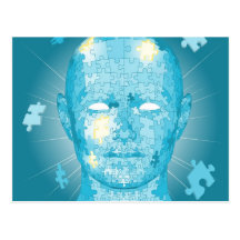 Jigsaw puzzle pieces head post cards