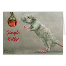 Jingle Bells Rat with bell Christmas Card