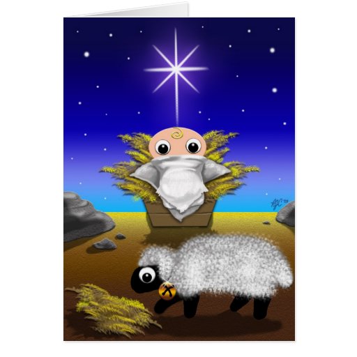 Jinglz™ Jingle Bell Lamb & Baby Jesus card