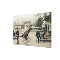 'Jinrikisha' in front of a temple, c.1880 (hand co canvas prints