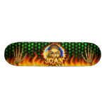 Joan skull real fire and flames skateboard design