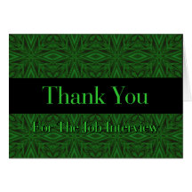 Job Interview Thank You - Green Satin Note Card