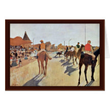 Jockeys In Front Of The Grandstand By Edgar Degas Greeting Cards