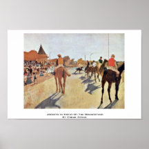 Jockeys In Front Of The Grandstand By Edgar Degas Poster