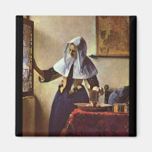 Johannes Vermeer - Young woman with a water jug at Refrigerator Magnets