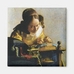 Johannes Vermeer's The Lacemaker (circa 1670) Magnet
