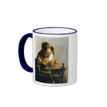 Johannes Vermeer's The Lacemaker (circa 1670) Coffee Mugs