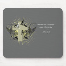 JOHN 11:26 Bible Verse Mouse Pads