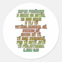 John 3:16 Albanian Round Stickers