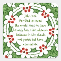John 3:16 For God so loved the world Christmas Stickers