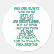 John 3:16 Norwegian Sticker