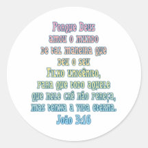 John 3:16 Portuguese Round Sticker