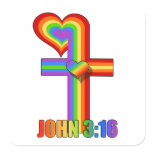 John 3:16 ~ Rainbow cross Sticker