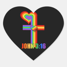 John 3:16 ~ Rainbow cross Stickers