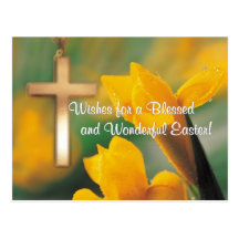 John 3:16 Version - Gold Cross & Yellow-Gold Lily Postcard