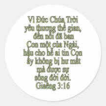John 3:16 Vietnamese Stickers
