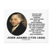 John Adams Facts Are Stubborn Things Evidence Post Card