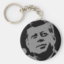 John F. Kennedy  black and grey silhouette Keychains