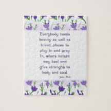 John Muir Quote- Spring Crocus Flowers Puzzles