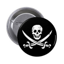 John Rackham (Calico Jack) Pirate Flag Jolly Roger Button