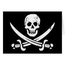John Rackham (Calico Jack) Pirate Flag Jolly Roger Card
