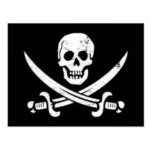 John Rackham (Calico Jack) Pirate Flag Jolly Roger Post Card