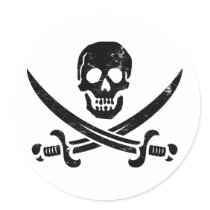 John Rackham (Calico Jack) Pirate Flag Jolly Roger Stickers