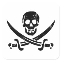 John Rackham (Calico Jack) Pirate Flag Jolly Roger Square Stickers