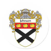 Johnson Coat of Arms (Mantled) Round Stickers
