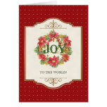 Joie à la salutation de Noël de poinsettia du mond Carte De Vœux