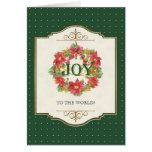 Joie à la salutation de Noël de poinsettia du mond Cartes De Vœux
