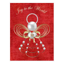 Joie au monde - ange de joie - rouge carte postale