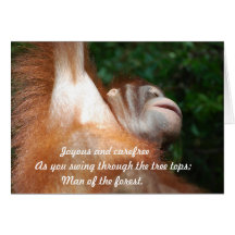 Joie de jungle - Haiku de faune d'hommage d'orang- Carte De Vœux