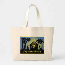 Joie de silhouette de nativité au monde sac