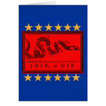 Join or Die Ben Franklin Banner on Tshirts Greeting Card