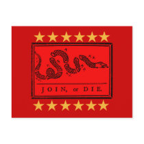 Join or Die Ben Franklin Banner on Tshirts Postcard