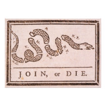 Join or Die ORIGINAL Benjamin Franklin Cartoon Art Photo