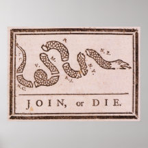 Join or Die ORIGINAL Benjamin Franklin Cartoon Print