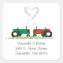 Joint d'enveloppe de mariage de ferme sticker carré