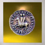 JOINT du jaune foncé de gemme des CHEVALIERS TEMPL Posters