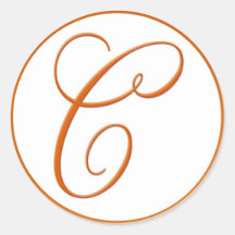 Joint ORANGE d'enveloppe avec le monogramme - tail Adhésifs Ronds