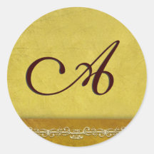 Joints bruns d'or élégants d'enveloppe de monogram autocollants