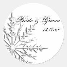 Joints d'enveloppe de mariage d'hiver de flocon de autocollants ronds