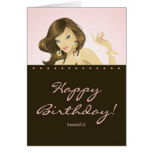 Joli rose de carte d'anniversaire de femme