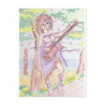 jolie carte postale fille à la guitare manga