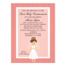 Jolie première invitation rayée de fille de commun