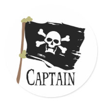 Jolly Roger Captain Round Sticker