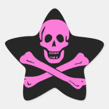 Jolly Roger Pink Star Stickers